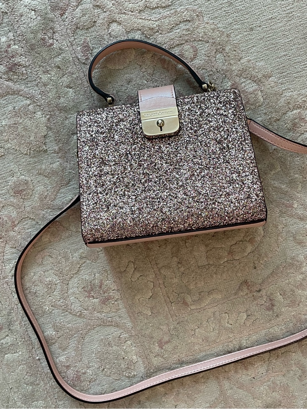 kate spade Sunset Lane Glitter Milou in Rose Gold Sparkle Top-Handle Crossbody